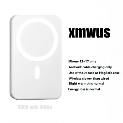 5000mAh Magnetic Power Bank for iPhone 12–17 Series, Works Best with MagSafe Case or No Case, Portable Wireless Charger summerwins
