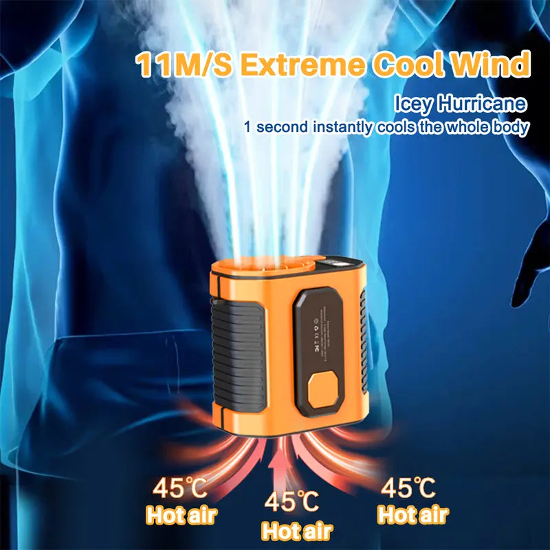 Summer Fan, Portable Waist Clip Fan, 5000 mAh Cool Clip Fan Under Shirt, Belt Fan Clip On Waist Portable Cooling Fan, with LED Light, USB Rechargeable Portable Waist Fan for Outdoor Play and Work summerwins