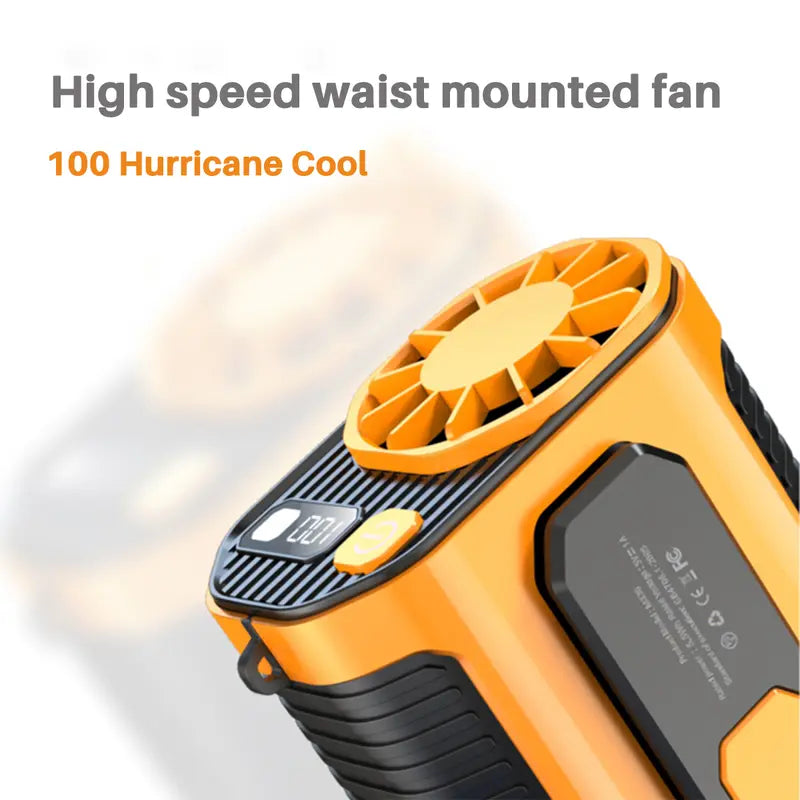 Summer Fan, Portable Waist Clip Fan, 5000 mAh Cool Clip Fan Under Shirt, Belt Fan Clip On Waist Portable Cooling Fan, with LED Light, USB Rechargeable Portable Waist Fan for Outdoor Play and Work summerwins