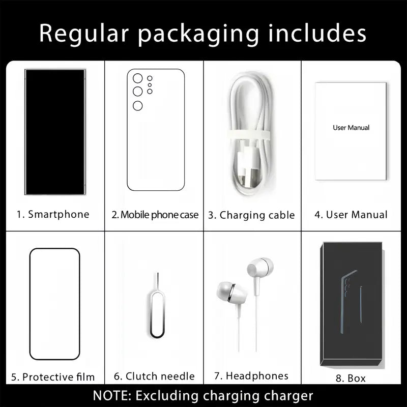 Unlocked smartphone, 6.67-inch screen, dual SIM dual standby, (4+4) core processor, 13MP camera, 4GB RAM, 32GB storage, expandable up to 128GB.