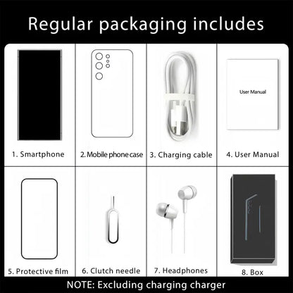 Unlocked smartphone, 6.67-inch screen, dual SIM dual standby, (4+4) core processor, 13MP camera, 4GB RAM, 32GB storage, expandable up to 128GB.