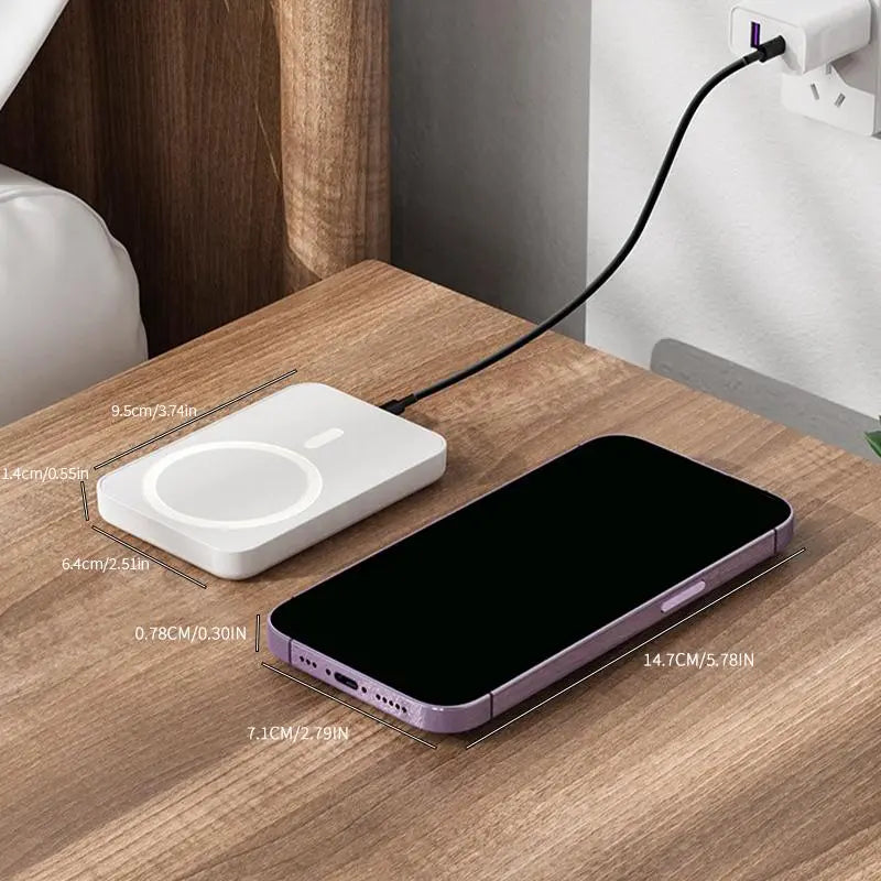 5000mAh Magnetic Power Bank for iPhone 12–17 Series, Works Best with MagSafe Case or No Case, Portable Wireless Charger summerwins