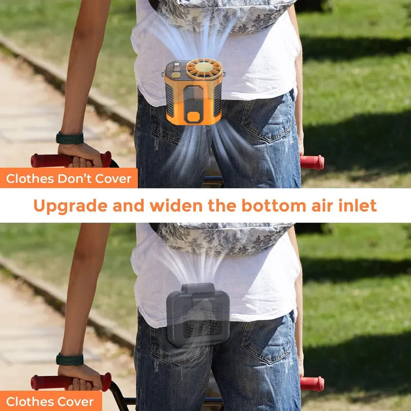 Summer Fan, Portable Waist Clip Fan, 5000 mAh Cool Clip Fan Under Shirt, Belt Fan Clip On Waist Portable Cooling Fan, with LED Light, USB Rechargeable Portable Waist Fan for Outdoor Play and Work summerwins